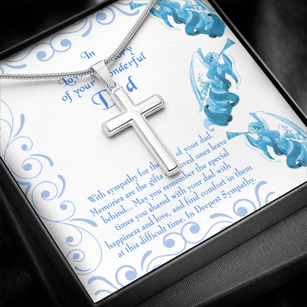 In Deepest Sympathy Dad Memorial Gift Dad Memorial Cross Necklace Sympathy Gift Loss of Father Condolence Message Card-Express Your Love Gifts