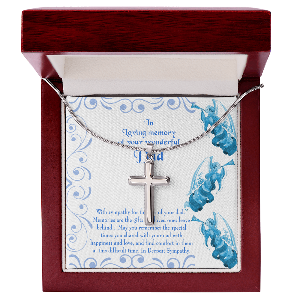 In Deepest Sympathy Dad Memorial Gift Dad Memorial Cross Necklace Sympathy Gift Loss of Father Condolence Message Card-Express Your Love Gifts