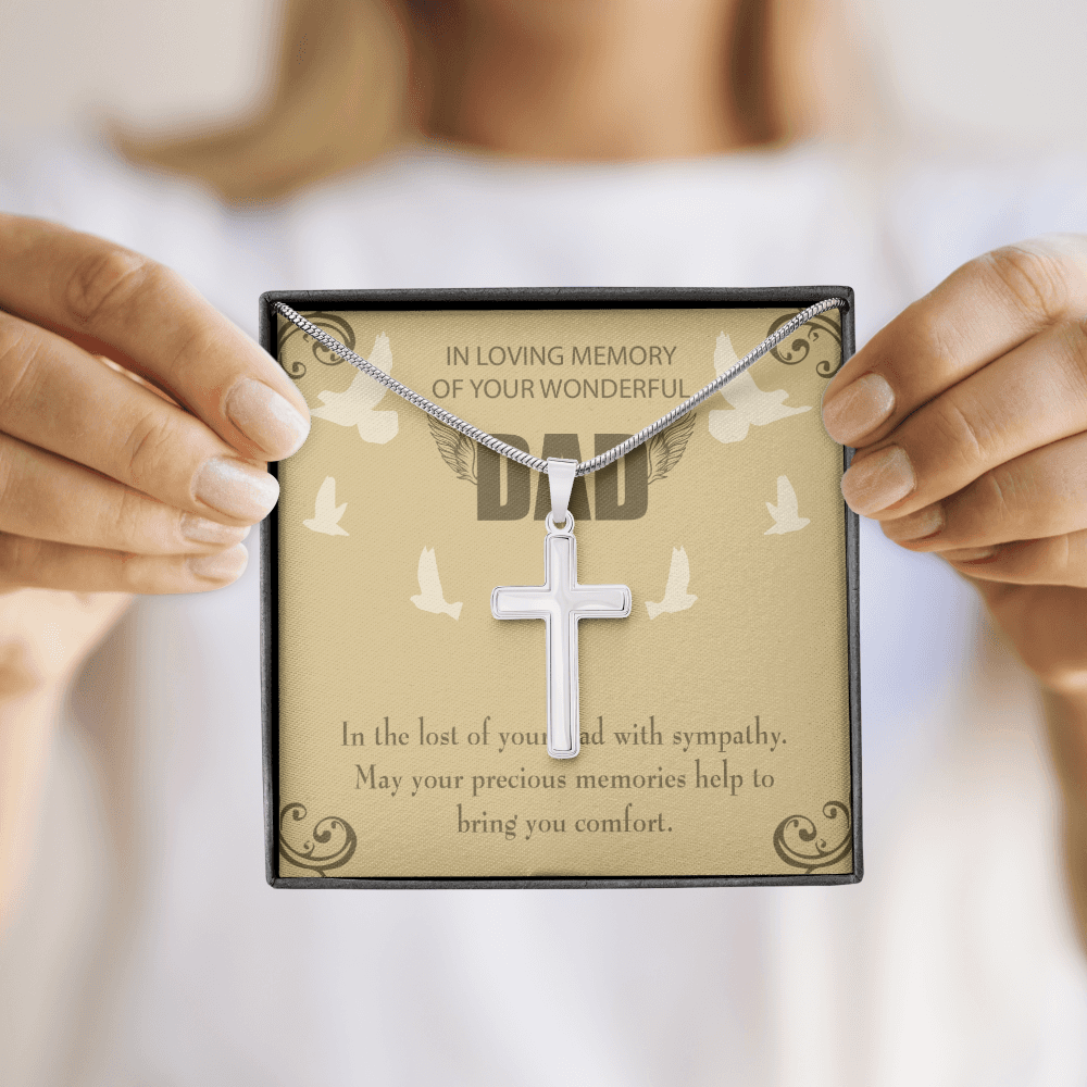 In The Lost of Your Dad Dad Memorial Gift Dad Memorial Cross Necklace Sympathy Gift Loss of Father Condolence Message Card-Express Your Love Gifts