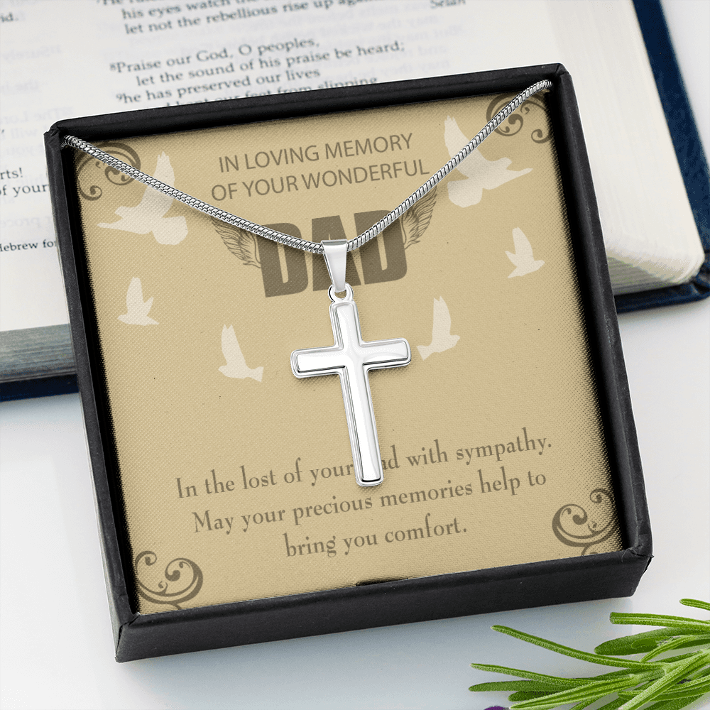 In The Lost of Your Dad Dad Memorial Gift Dad Memorial Cross Necklace Sympathy Gift Loss of Father Condolence Message Card-Express Your Love Gifts