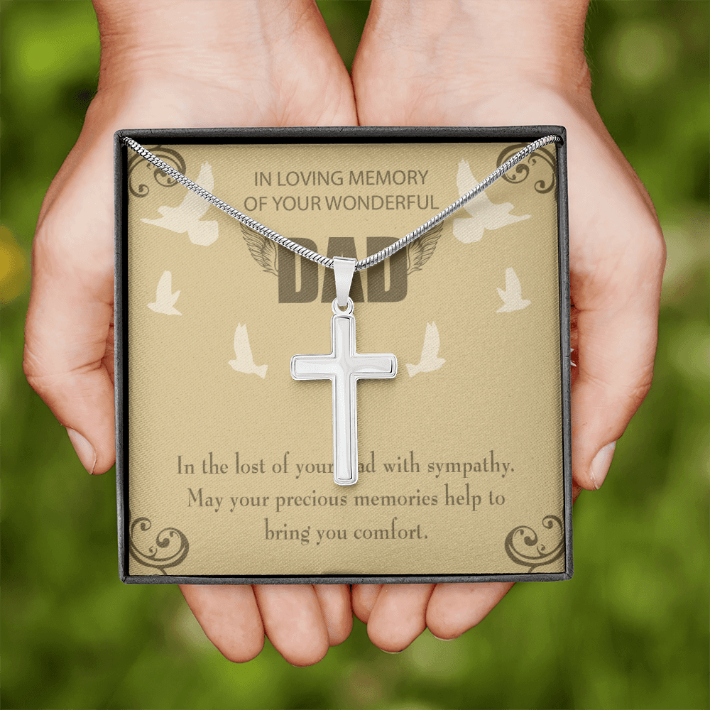 In The Lost of Your Dad Dad Memorial Gift Dad Memorial Cross Necklace Sympathy Gift Loss of Father Condolence Message Card-Express Your Love Gifts