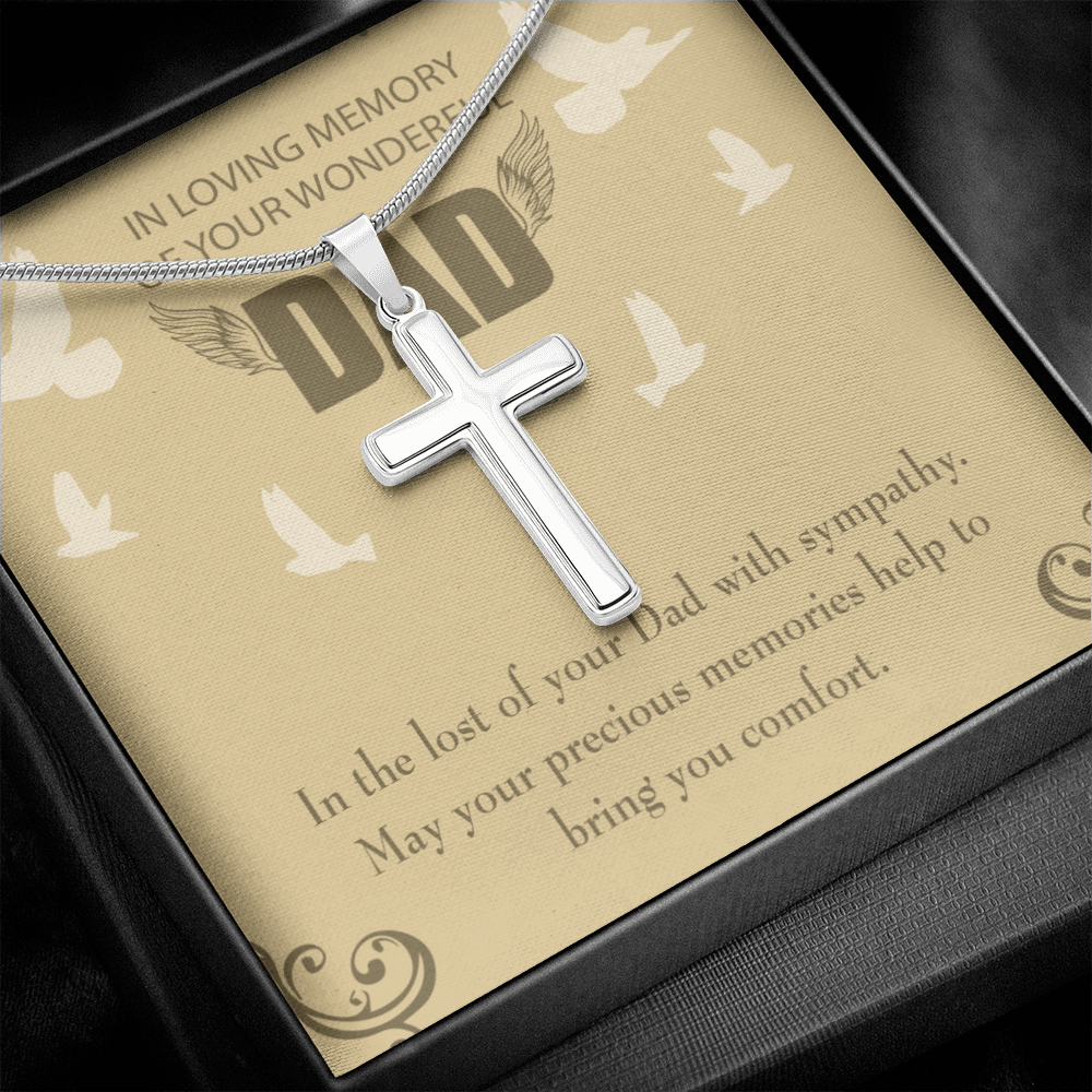 In The Lost of Your Dad Dad Memorial Gift Dad Memorial Cross Necklace Sympathy Gift Loss of Father Condolence Message Card-Express Your Love Gifts