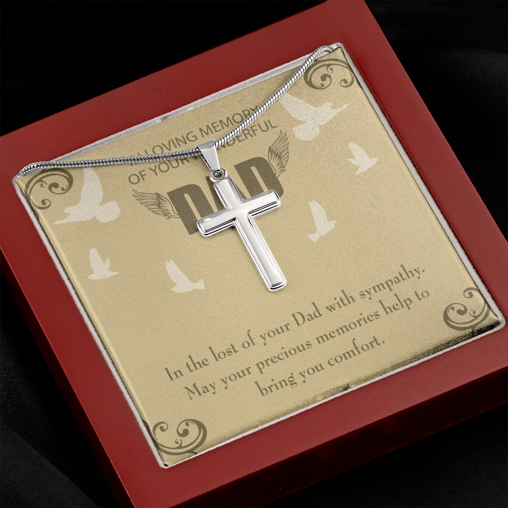 In The Lost of Your Dad Dad Memorial Gift Dad Memorial Cross Necklace Sympathy Gift Loss of Father Condolence Message Card-Express Your Love Gifts