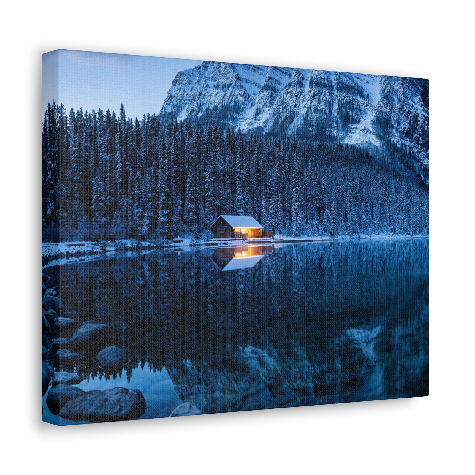 Incredible Crystal Clear Winter at Morning Scene Beautiful Outstanding and Astonishing Lake Beauty Nature Scene Winter Morning and Mountain Wall Art Ready to Hang Unframed-Express Your Love Gifts