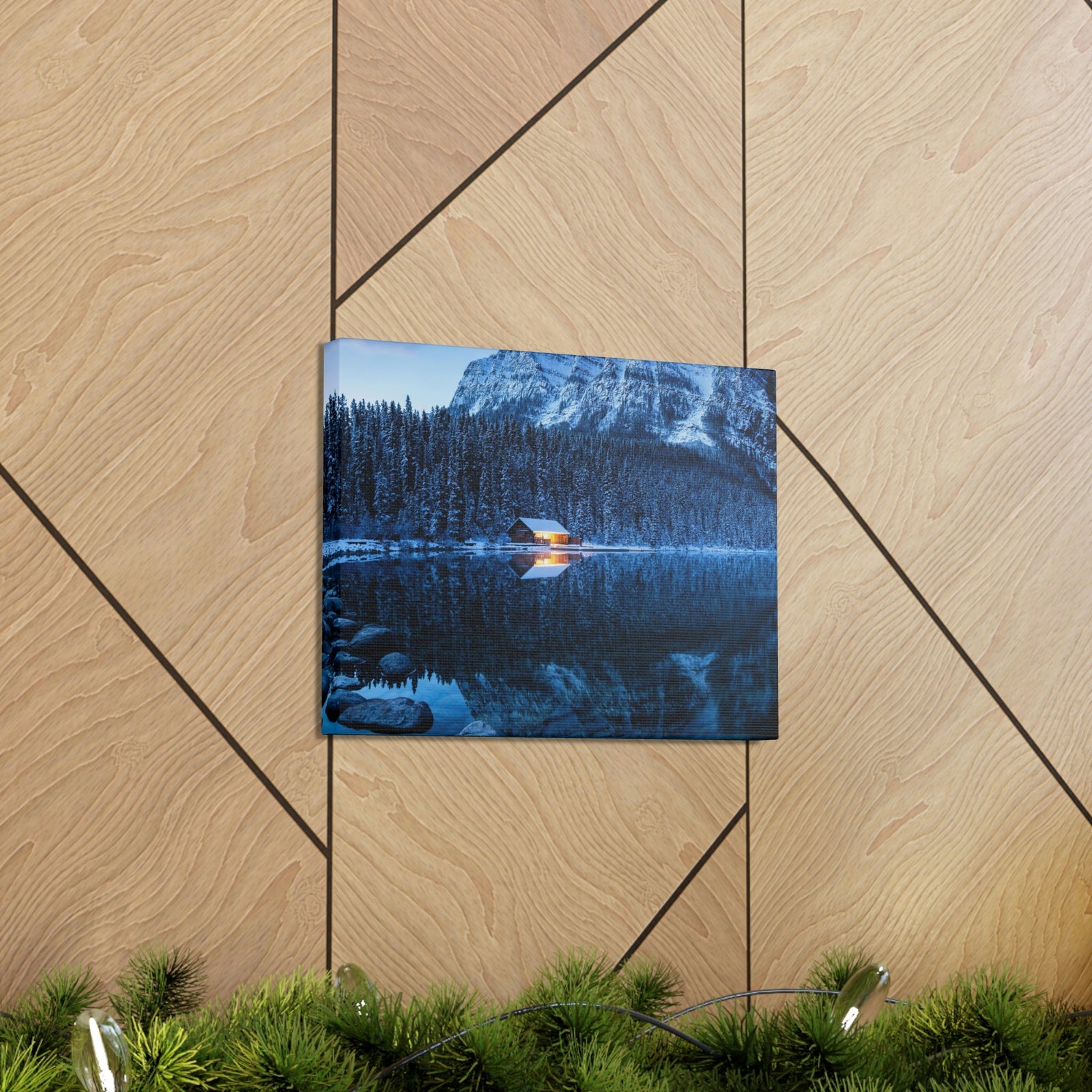 Incredible Crystal Clear Winter at Morning Scene Beautiful Outstanding and Astonishing Lake Beauty Nature Scene Winter Morning and Mountain Wall Art Ready to Hang Unframed-Express Your Love Gifts