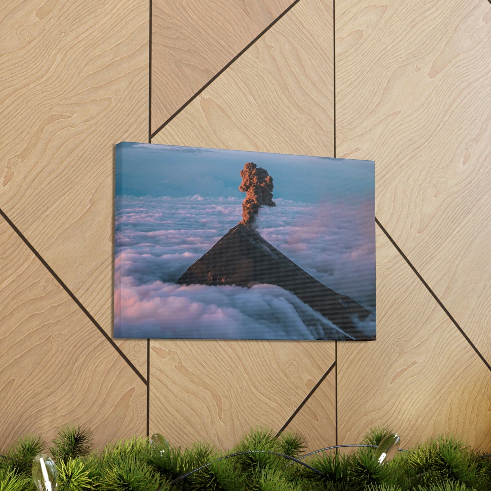Incredible Erupting Volcano Scene Beautiful Phenomenal and Breathtaking Beauty Nature Scene Big Volcano and Clouds Wall Art Ready to Hang Unframed-Express Your Love Gifts