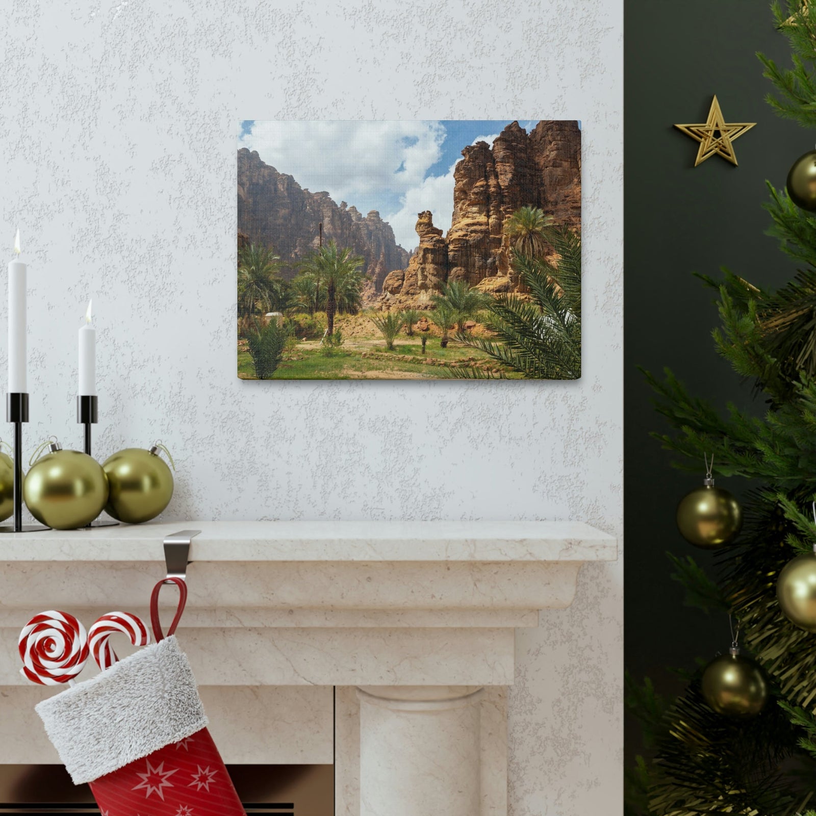 Incredible Valley View Scene Beautiful Breathtaking and Astonishing Beauty Nature Scene Big Rocks and Trees Wall Art Ready to Hang Unframed-Express Your Love Gifts