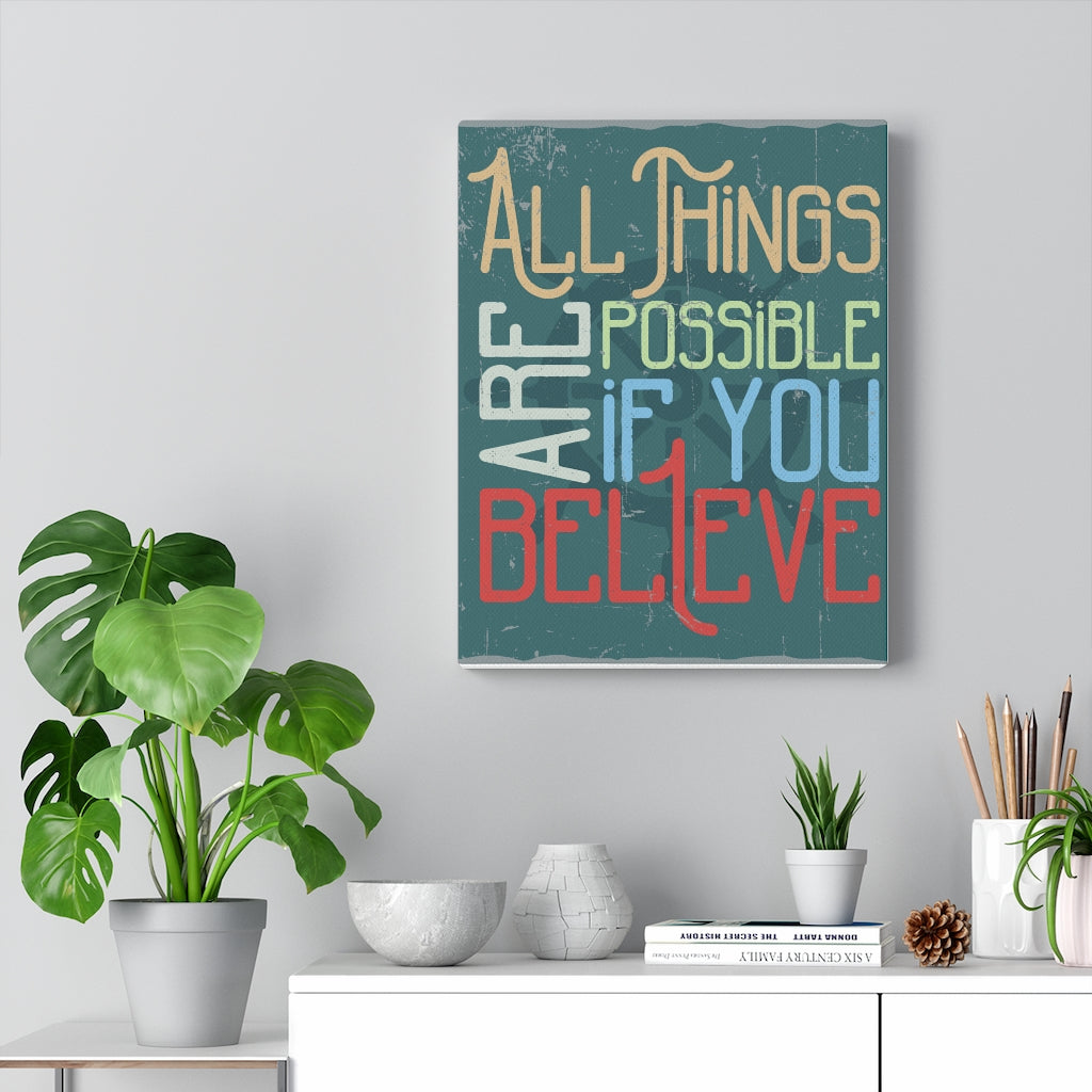 Scripture Walls Inspirational Wall Art All Things Are Possible Wall Art Motivational Motto Inspiring Prints Artwork Decor Ready to Hang Unframed-Express Your Love Gifts