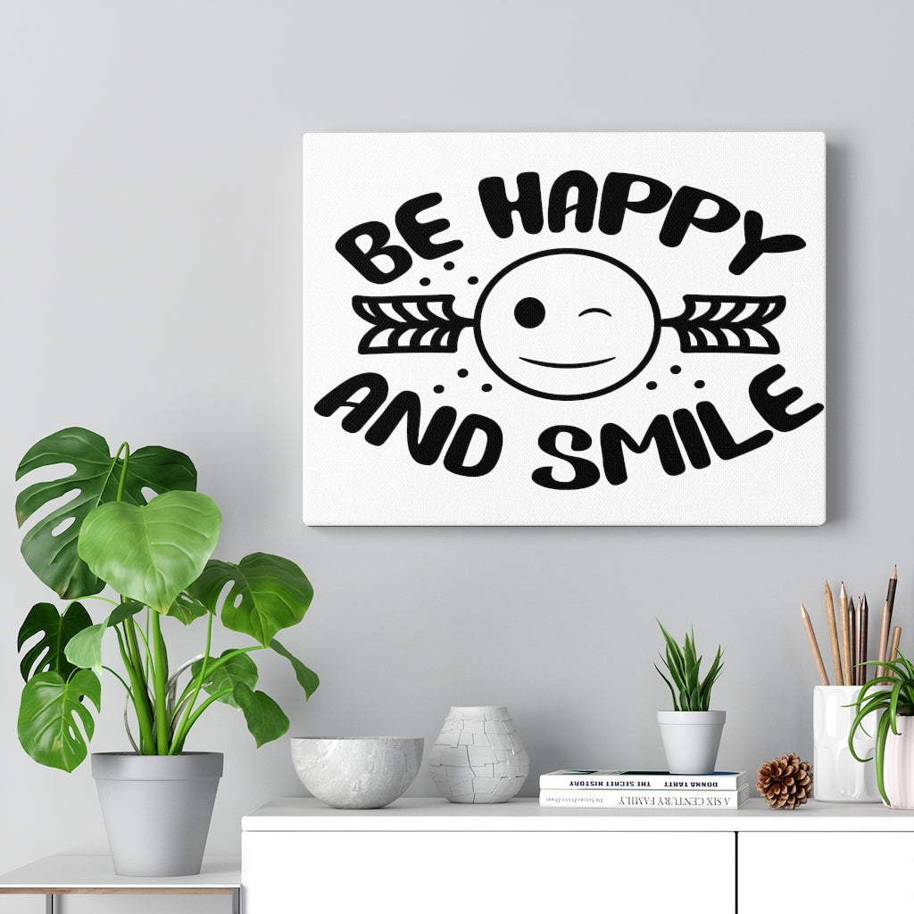 Scripture Walls Inspirational Wall Art Be Happy And Smile Wall Art Motivation Wall Decor for Home Office Gym Inspiring Success Quote Print Ready to Hang Unframed-Express Your Love Gifts