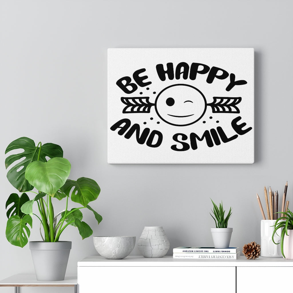 Scripture Walls Inspirational Wall Art Be Happy And Smile Wall Art Motivation Wall Decor for Home Office Gym Inspiring Success Quote Print Ready to Hang Unframed-Express Your Love Gifts