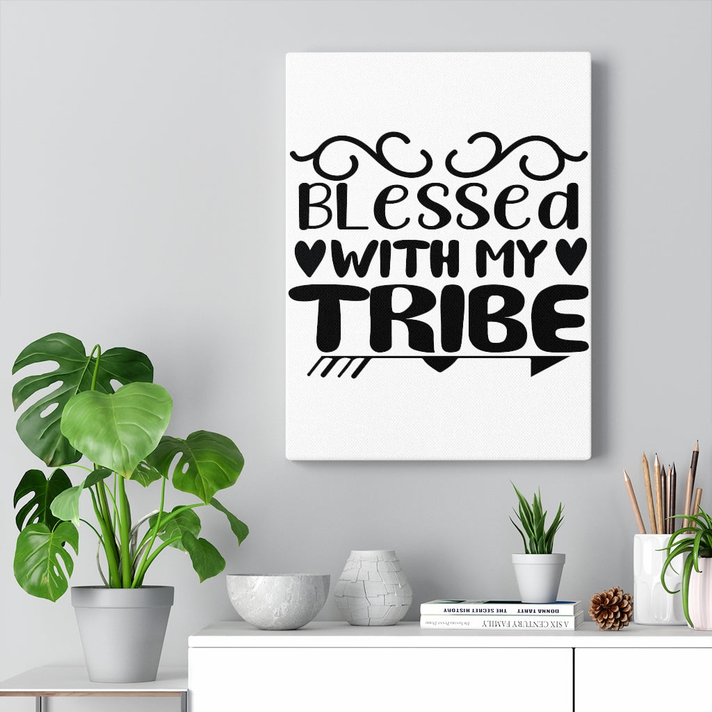 Scripture Walls Inspirational Wall Art Blessed With My Tribe Wall Art Motivation Wall Decor for Home Office Gym Inspiring Success Quote Print Ready to Hang Unframed-Express Your Love Gifts