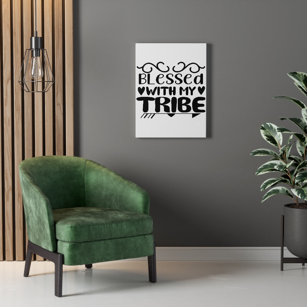 Scripture Walls Inspirational Wall Art Blessed With My Tribe Wall Art Motivation Wall Decor for Home Office Gym Inspiring Success Quote Print Ready to Hang Unframed-Express Your Love Gifts