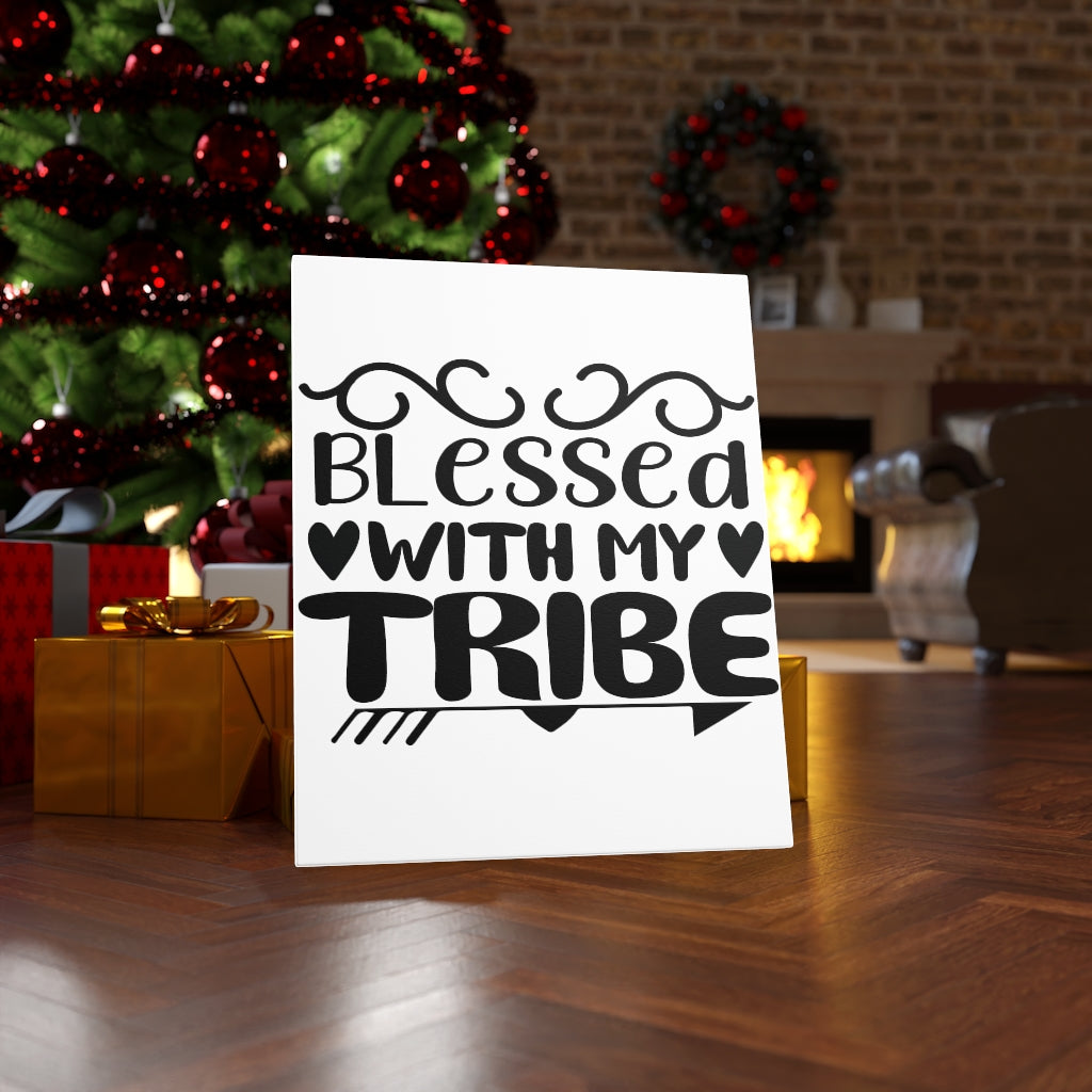 Scripture Walls Inspirational Wall Art Blessed With My Tribe Wall Art Motivation Wall Decor for Home Office Gym Inspiring Success Quote Print Ready to Hang Unframed-Express Your Love Gifts