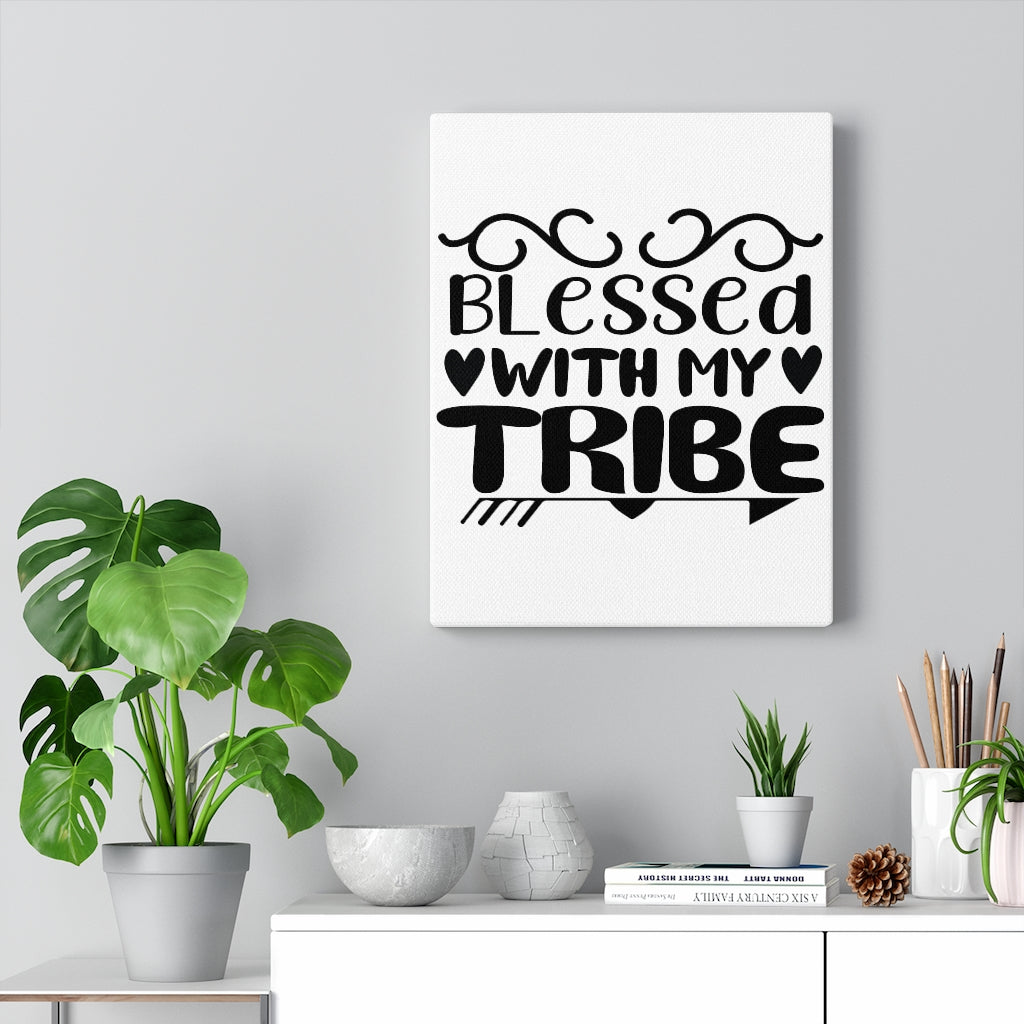Scripture Walls Inspirational Wall Art Blessed With My Tribe Wall Art Motivation Wall Decor for Home Office Gym Inspiring Success Quote Print Ready to Hang Unframed-Express Your Love Gifts