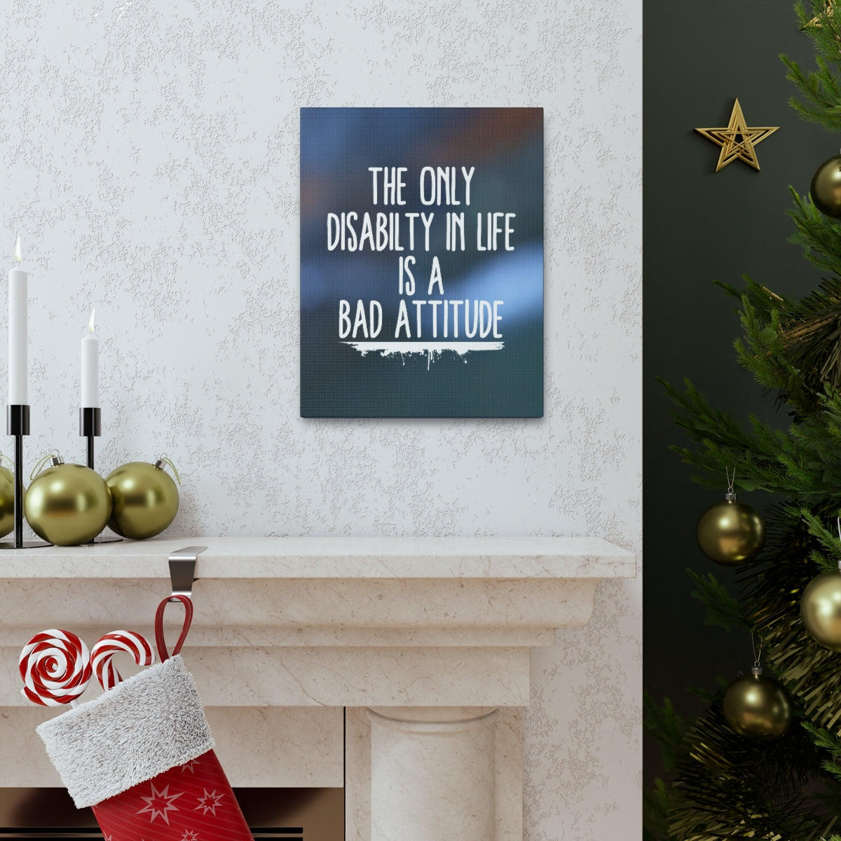 Scripture Walls Inspirational Wall Art Disability Is Bad Attitude Motivation Wall Decor for Home Office Gym Inspiring Success Quote Print Ready to Hang Unframed-Express Your Love Gifts