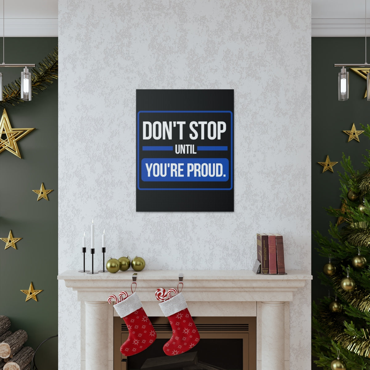 Scripture Walls Inspirational Wall Art Don't Stop Until You're Proud Motivation Wall Decor for Home Office Gym Inspiring Success Quote Print Ready to Hang Unframed-Express Your Love Gifts
