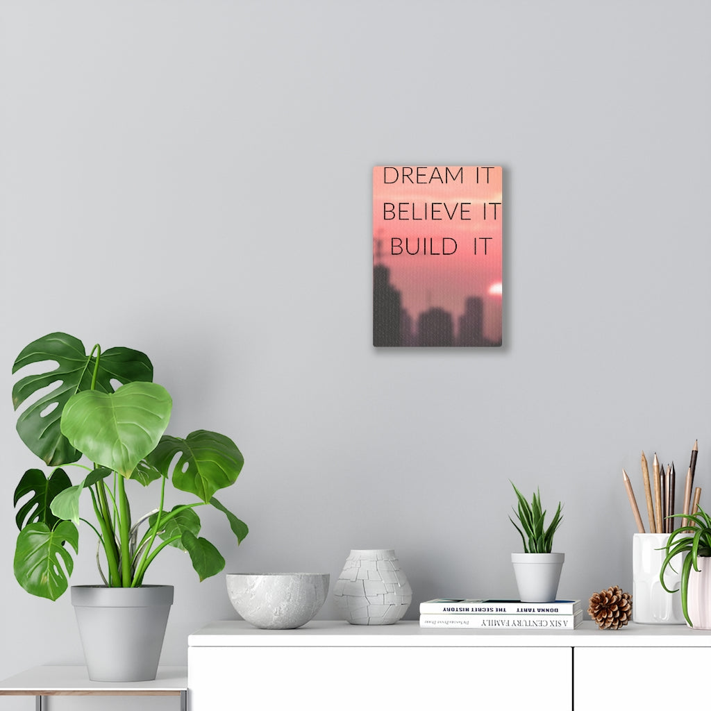 Scripture Walls Inspirational Wall Art Dream It Believe It Build It Pink Motivational Print Ready to Hang Artwork Unframed-Express Your Love Gifts