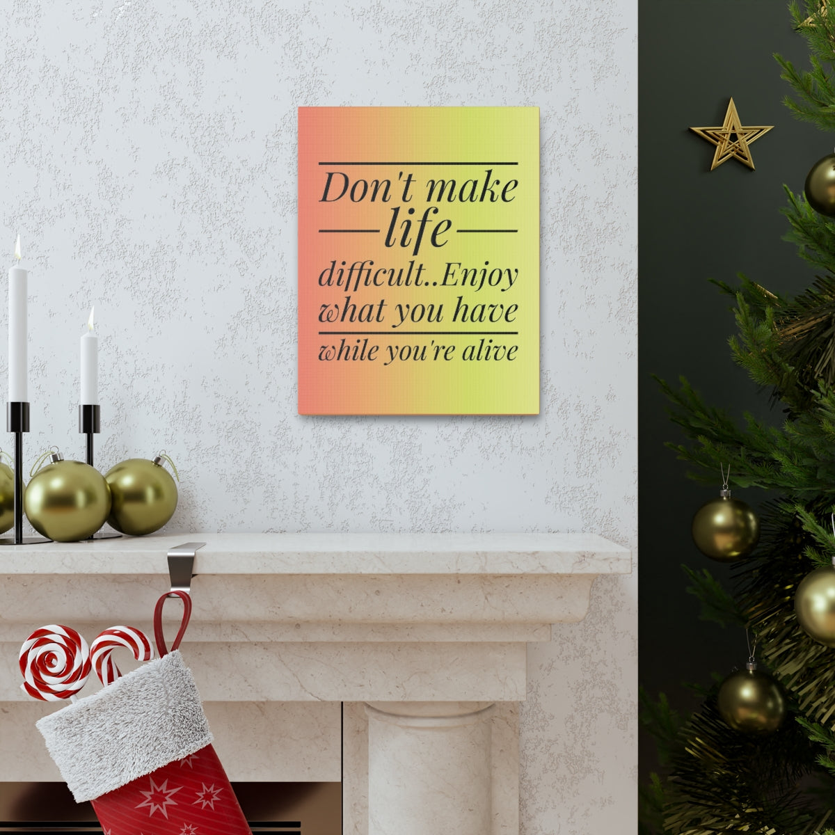 Scripture Walls Inspirational Wall Art Enjoy What You Have Motivation Wall Decor for Home Office Gym Inspiring Success Quote Print Ready to Hang Unframed-Express Your Love Gifts