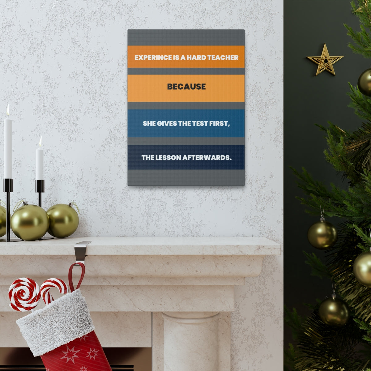 Scripture Walls Inspirational Wall Art Experience Is A Hard Teacher Motivation Wall Decor for Home Office Gym Inspiring Success Quote Print Ready to Hang Unframed-Express Your Love Gifts