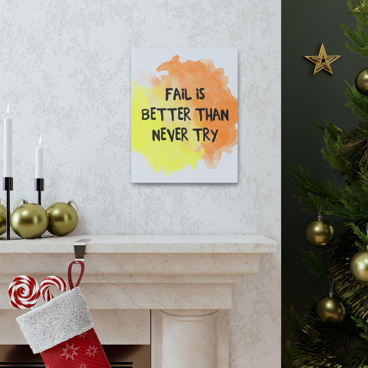 Scripture Walls Inspirational Wall Art Fail Is Never Try Motivation Wall Decor for Home Office Gym Inspiring Success Quote Print Ready to Hang Unframed-Express Your Love Gifts
