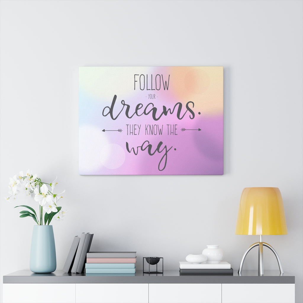 Scripture Walls Inspirational Wall Art Follow Your Dreams Purple Wall Art Motivational Motto Inspiring Prints Artwork Decor Ready to Hang Unframed-Express Your Love Gifts