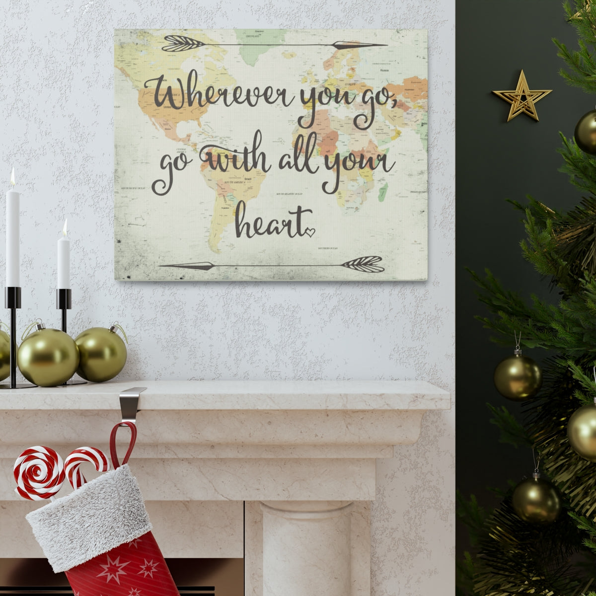 Scripture Walls Inspirational Wall Art Go With All Your Heart Motivation Wall Decor for Home Office Gym Inspiring Success Quote Print Ready to Hang Unframed-Express Your Love Gifts