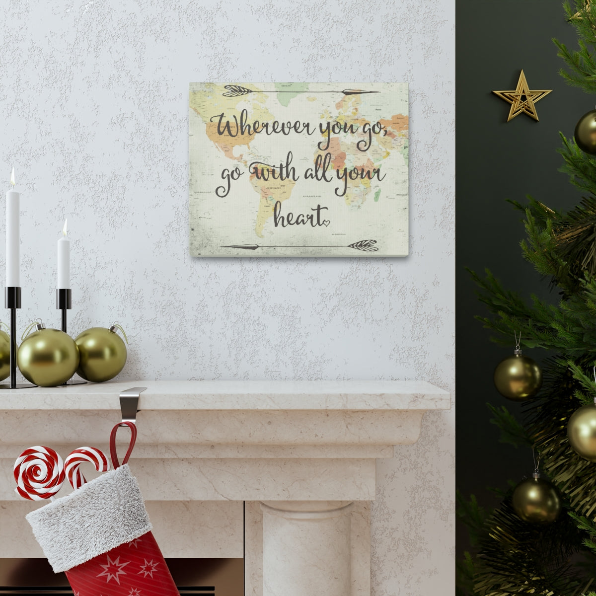 Scripture Walls Inspirational Wall Art Go With All Your Heart Motivation Wall Decor for Home Office Gym Inspiring Success Quote Print Ready to Hang Unframed-Express Your Love Gifts