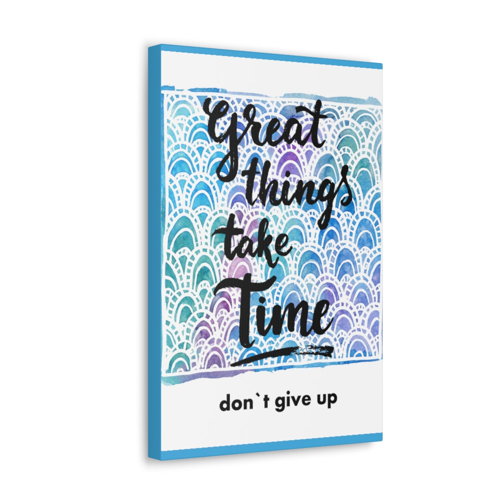 Scripture Walls Inspirational Wall Art Great Things Take Time Motivation Wall Decor for Home Office Gym Inspiring Success Quote Print Ready to Hang Unframed-Express Your Love Gifts