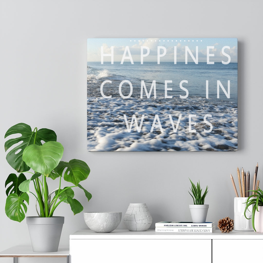 Scripture Walls Inspirational Wall Art Happiness Comes In Waves Motivational Print Ready to Hang Artwork Unframed-Express Your Love Gifts