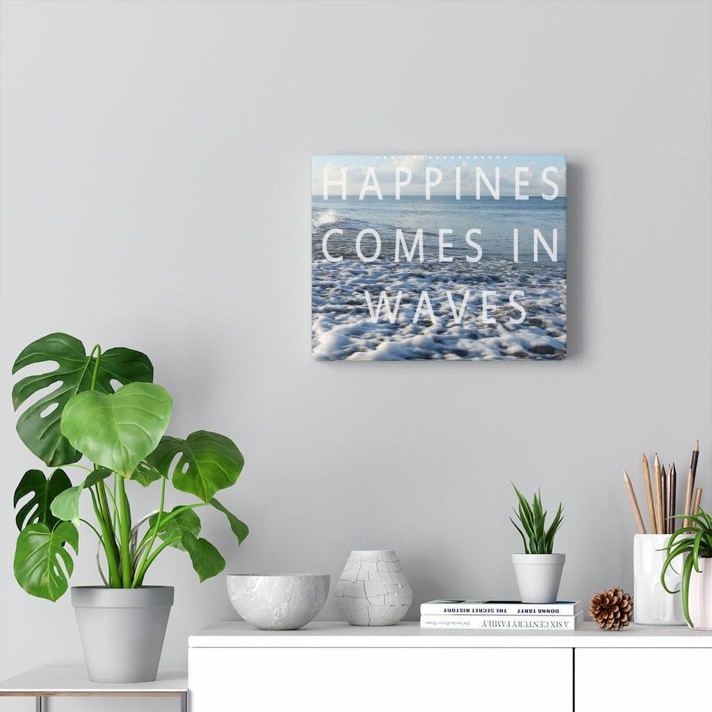 Scripture Walls Inspirational Wall Art Happiness Comes In Waves Motivational Print Ready to Hang Artwork Unframed-Express Your Love Gifts
