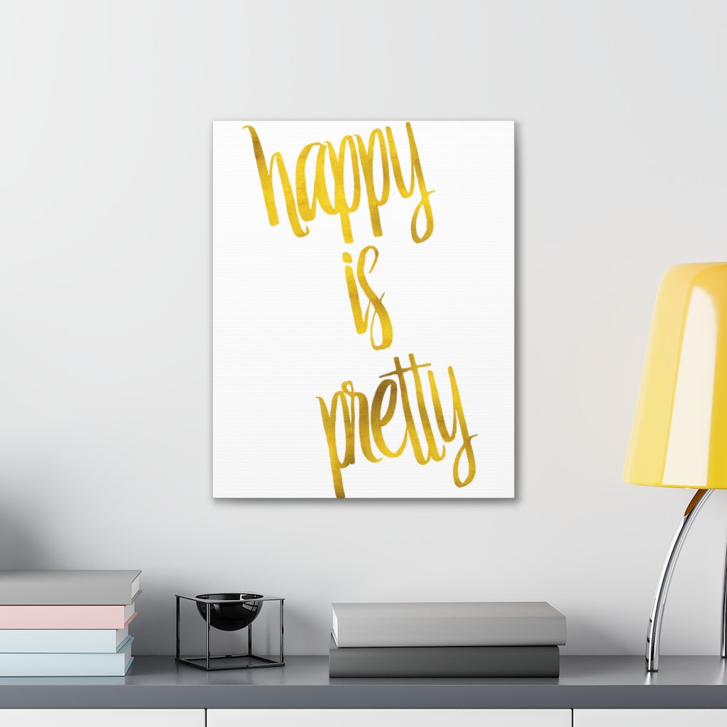 Scripture Walls Inspirational Wall Art Happy Is Pretty Motivation Wall Decor for Home Office Gym Inspiring Success Quote Print Ready to Hang Unframed-Express Your Love Gifts