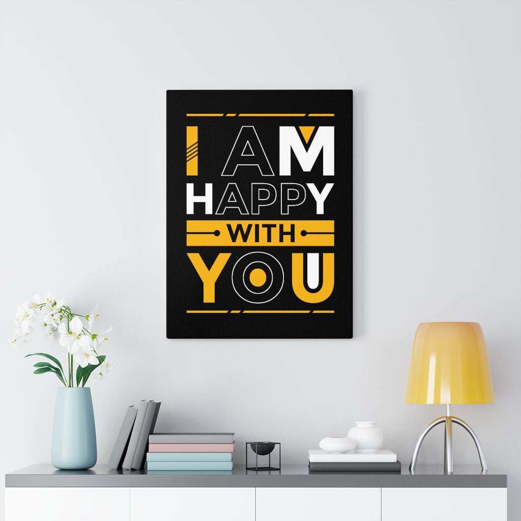 Scripture Walls Inspirational Wall Art I Am Happy With You Wall Art Motivation Wall Decor for Home Office Gym Inspiring Success Quote Print Ready to Hang Unframed-Express Your Love Gifts