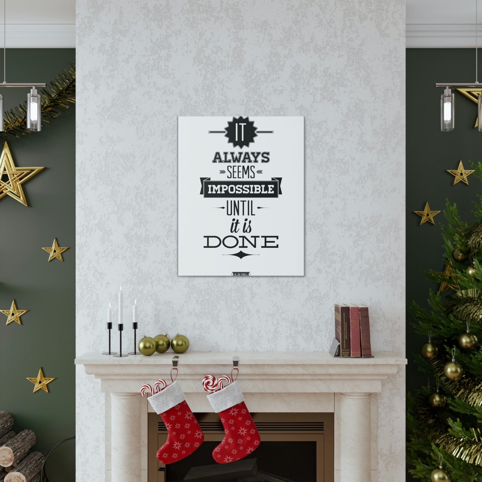 Scripture Walls Inspirational Wall Art Impossible Until It Is Done Motivation Wall Decor for Home Office Gym Inspiring Success Quote Print Ready to Hang Unframed-Express Your Love Gifts