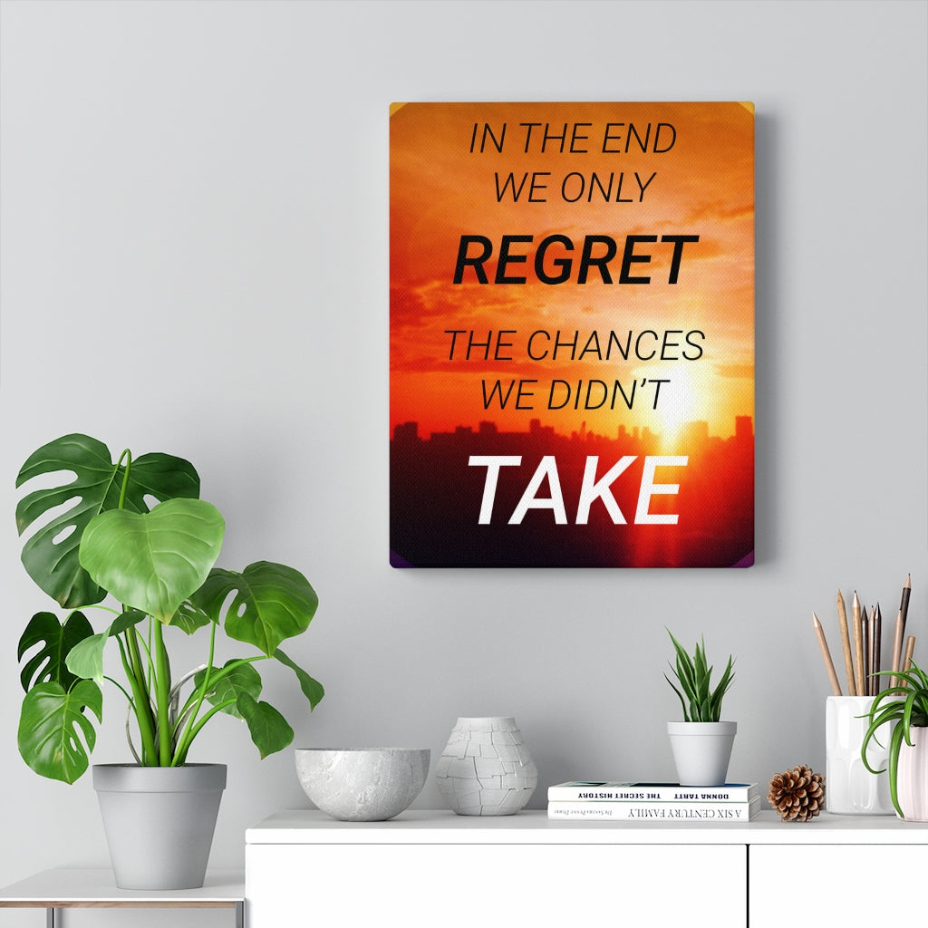 Scripture Walls Inspirational Wall Art In The End We Only Regret Orange Wall Art Motivational Motto Inspiring Prints Artwork Decor Ready to Hang Unframed-Express Your Love Gifts