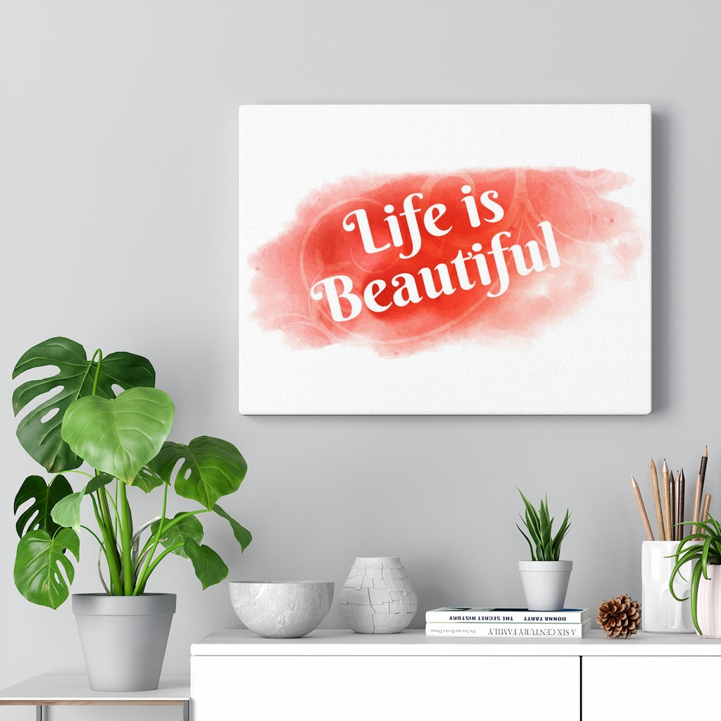 Scripture Walls Inspirational Wall Art Life Is Beautiful Red Wall Art Motivational Motto Inspiring Prints Artwork Decor Ready to Hang Unframed-Express Your Love Gifts