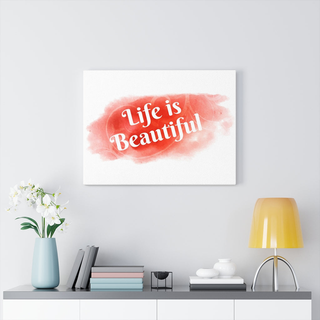 Scripture Walls Inspirational Wall Art Life Is Beautiful Red Wall Art Motivational Motto Inspiring Prints Artwork Decor Ready to Hang Unframed-Express Your Love Gifts