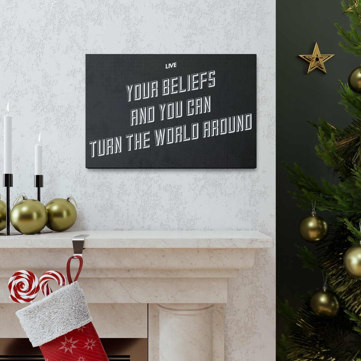 Scripture Walls Inspirational Wall Art Live Your Beliefs Motivation Wall Decor for Home Office Gym Inspiring Success Quote Print Ready to Hang Unframed-Express Your Love Gifts