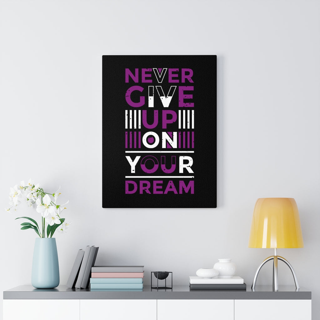 Scripture Walls Inspirational Wall Art Never Give Up On Your Dream Purple Wall Art Motivation Wall Decor for Home Office Gym Inspiring Success Quote Print Ready to Hang Unframed-Express Your Love Gifts