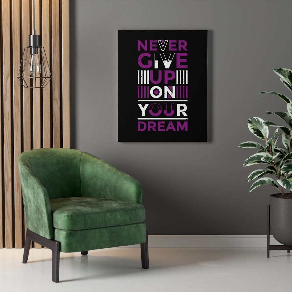 Scripture Walls Inspirational Wall Art Never Give Up On Your Dream Purple Wall Art Motivation Wall Decor for Home Office Gym Inspiring Success Quote Print Ready to Hang Unframed-Express Your Love Gifts