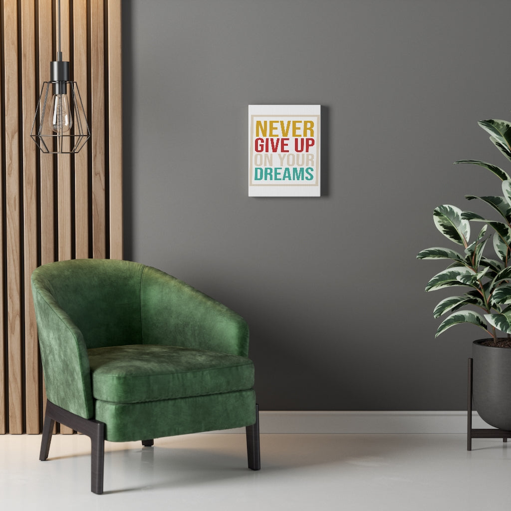Scripture Walls Inspirational Wall Art Never Give Up On Your Dreams Wall Art Motivation Wall Decor for Home Office Gym Inspiring Success Quote Print Ready to Hang Unframed-Express Your Love Gifts