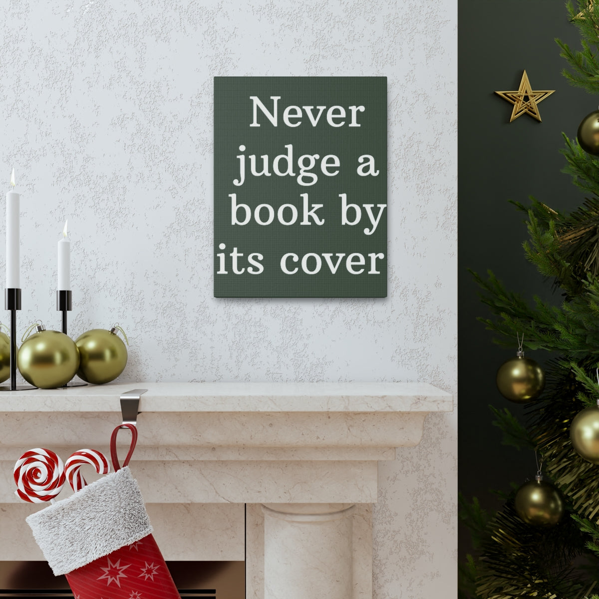 Scripture Walls Inspirational Wall Art Never Judge A Book Motivation Wall Decor for Home Office Gym Inspiring Success Quote Print Ready to Hang Unframed-Express Your Love Gifts