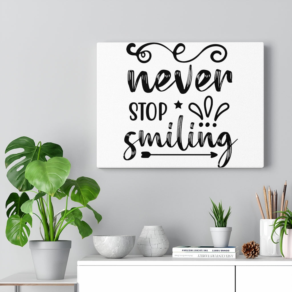 Scripture Walls Inspirational Wall Art Never Stop Smiling Wall Art Motivation Wall Decor for Home Office Gym Inspiring Success Quote Print Ready to Hang Unframed-Express Your Love Gifts