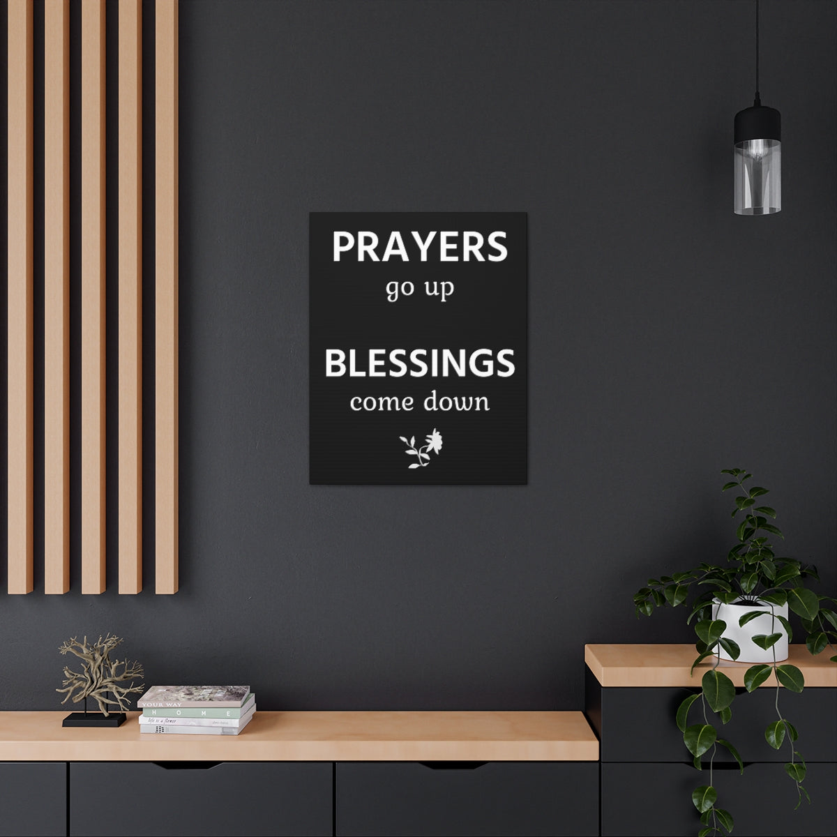 Scripture Walls Inspirational Wall Art Prayers Go Up Blessings Come Down Motivation Wall Decor for Home Office Gym Inspiring Success Quote Print Ready to Hang Unframed-Express Your Love Gifts
