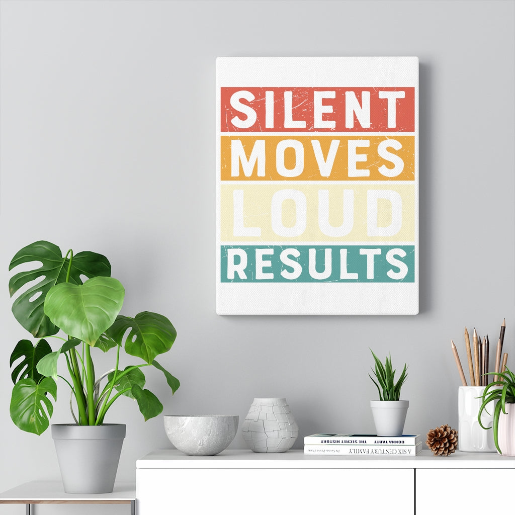 Scripture Walls Inspirational Wall Art Silent Moves Loud Results Wall Art Motivation Wall Decor for Home Office Gym Inspiring Success Quote Print Ready to Hang Unframed-Express Your Love Gifts