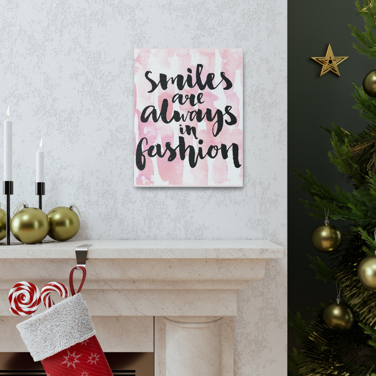 Scripture Walls Inspirational Wall Art Smiles Are Always In Fashion Motivation Wall Decor for Home Office Gym Inspiring Success Quote Print Ready to Hang Unframed-Express Your Love Gifts