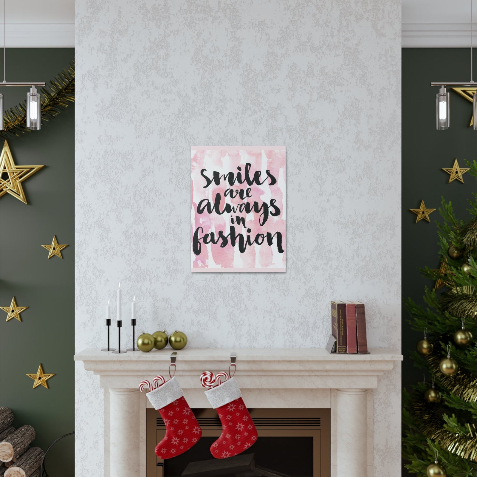 Scripture Walls Inspirational Wall Art Smiles Are Always In Fashion Motivation Wall Decor for Home Office Gym Inspiring Success Quote Print Ready to Hang Unframed-Express Your Love Gifts