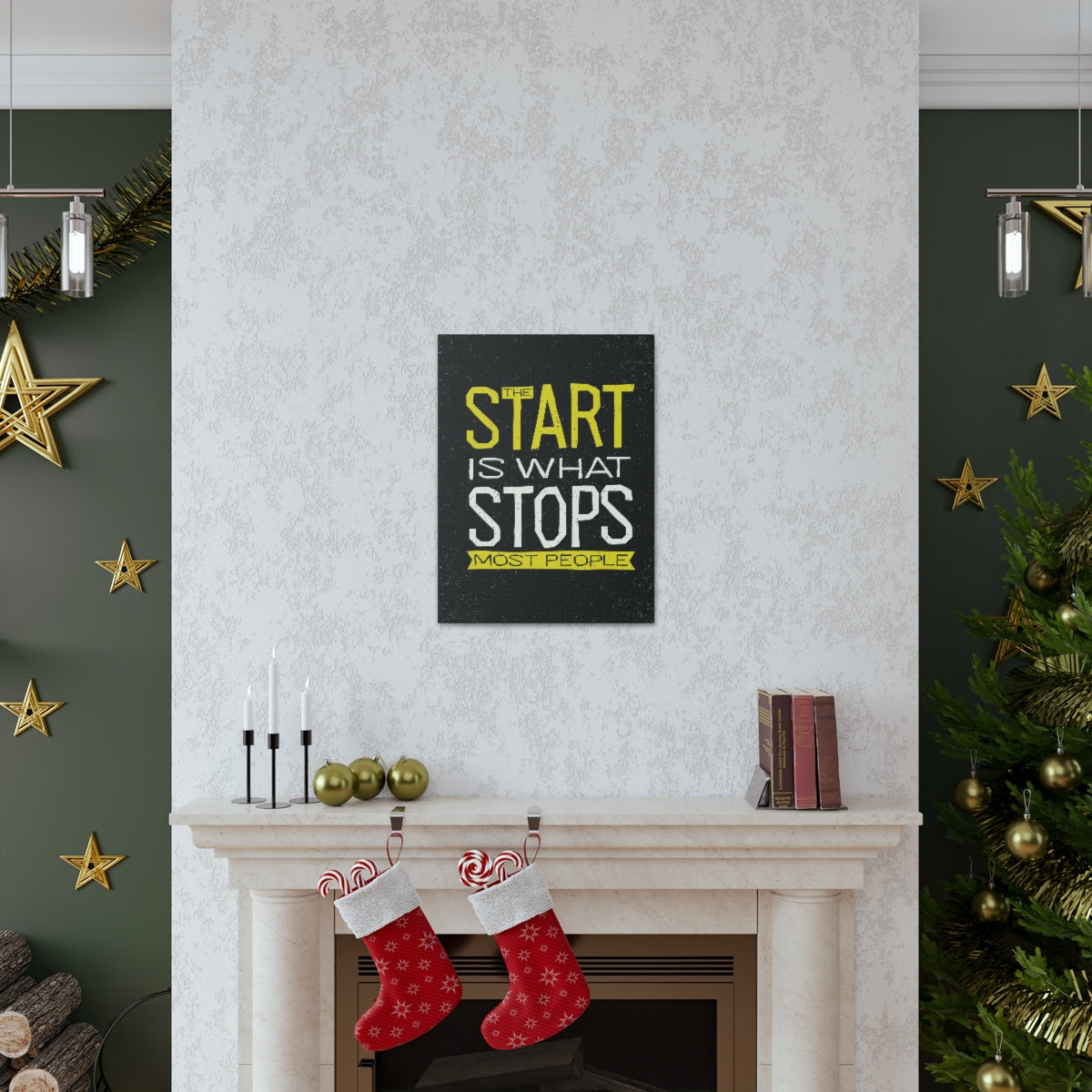 Scripture Walls Inspirational Wall Art Start Is What Stops Most People Motivation Wall Decor for Home Office Gym Inspiring Success Quote Print Ready to Hang Unframed-Express Your Love Gifts