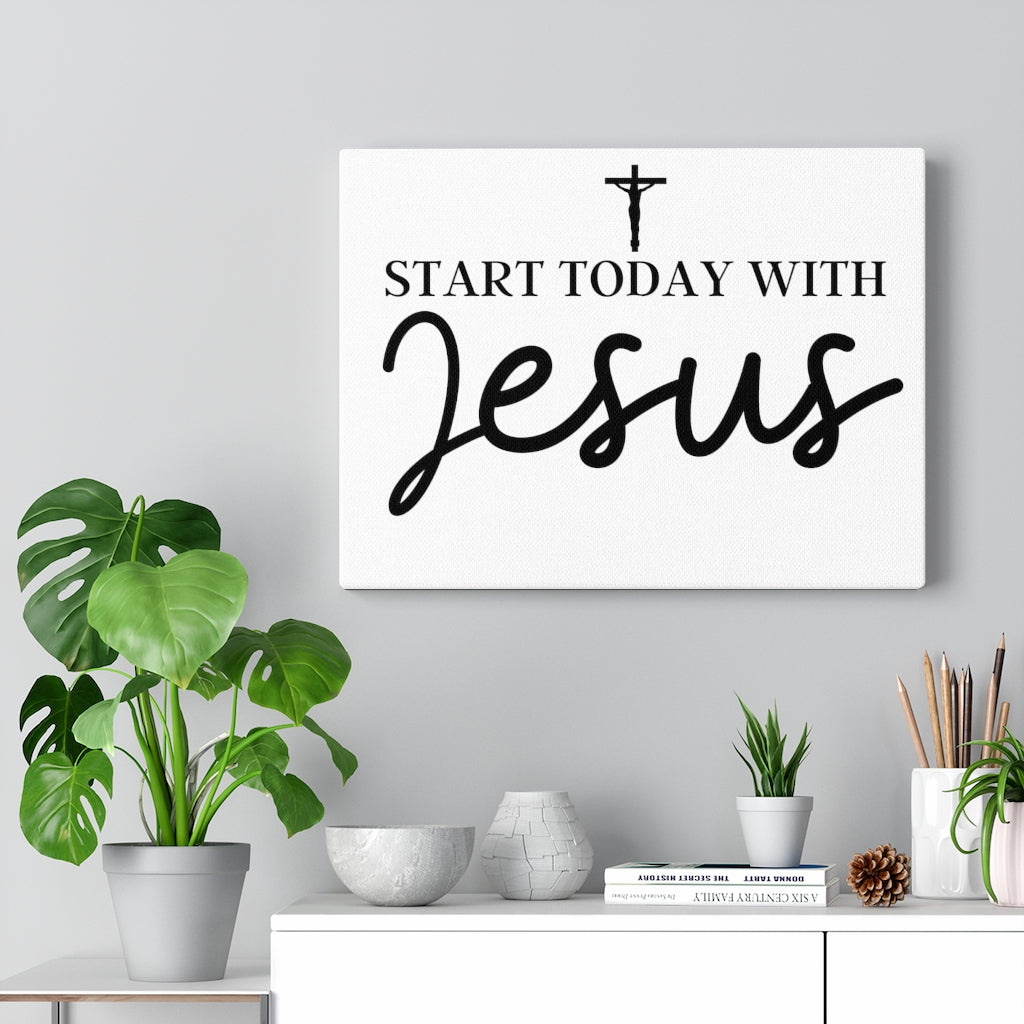 Scripture Walls Inspirational Wall Art Start Today With Jesus Wall Art Motivation Wall Decor for Home Office Gym Inspiring Success Quote Print Ready to Hang Unframed-Express Your Love Gifts