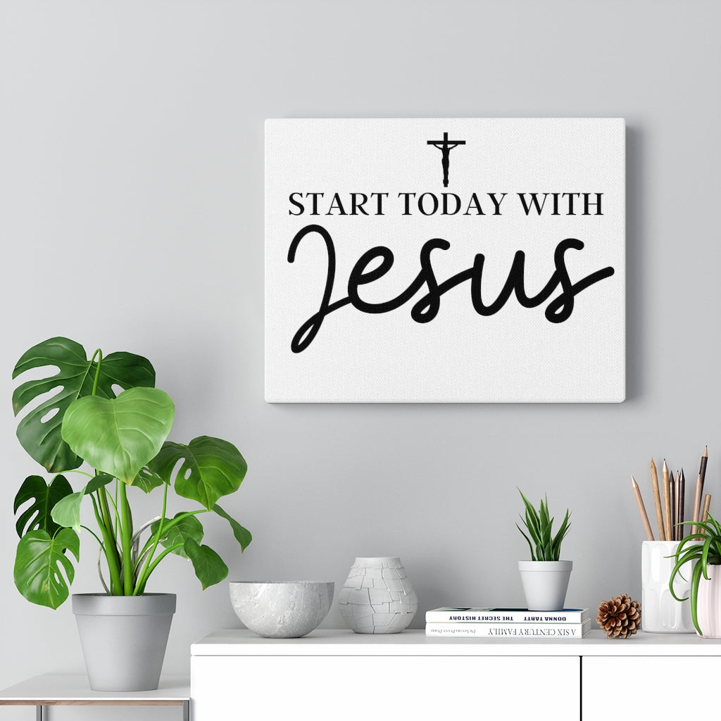 Scripture Walls Inspirational Wall Art Start Today With Jesus Wall Art Motivation Wall Decor for Home Office Gym Inspiring Success Quote Print Ready to Hang Unframed-Express Your Love Gifts