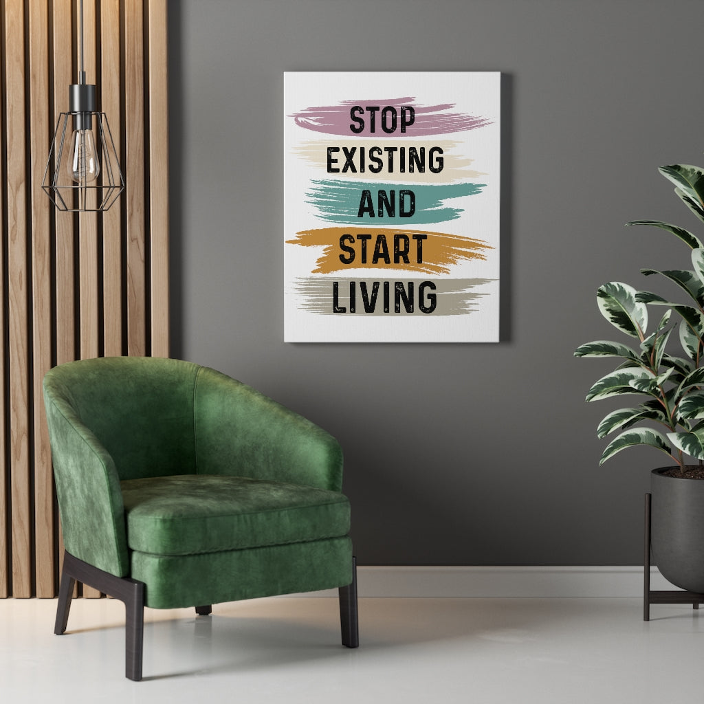 Scripture Walls Inspirational Wall Art Stop Existing And Start Living Wall Art Motivation Wall Decor for Home Office Gym Inspiring Success Quote Print Ready to Hang Unframed-Express Your Love Gifts